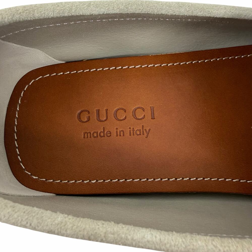 Gucci Byorn Guccisima Horsebit Suede Driver Loafer Oatmeal Size 11.5 - Picture 12 of 15